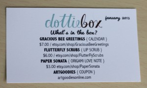 January Dottiebox Mini Info Card - The Homespun Chics