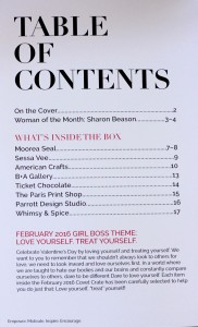 February 2016 Covet Crate Table of Contents