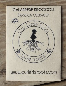 Our Little Roots Calabrese Broccoli seed packet