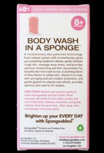 body wash in a sponge, back