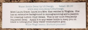 LG Design Water Bottle Decal info sheet