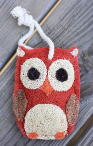 Tiny Yellow Bungalow Owl Natural Loofah Kitchen Scrubber