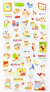 Korean Happy Kitty Sticker Sheet