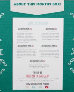 June 2016 Luxily Boutique Box info sheet