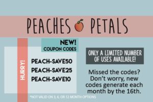 Peaches and Petals July 2016 coupons