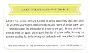 August Revel Box Readers and Writers Box