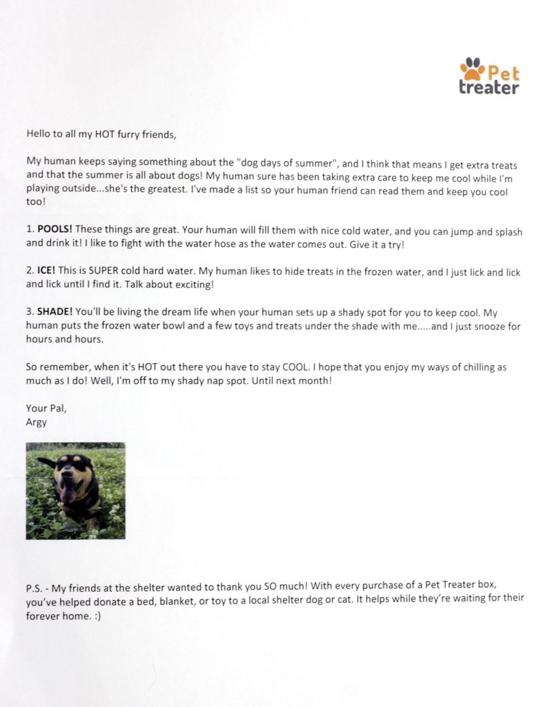 July 2016 Pet Treater letter