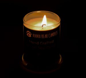 Mama Bear Candles Golden Vanilla lit