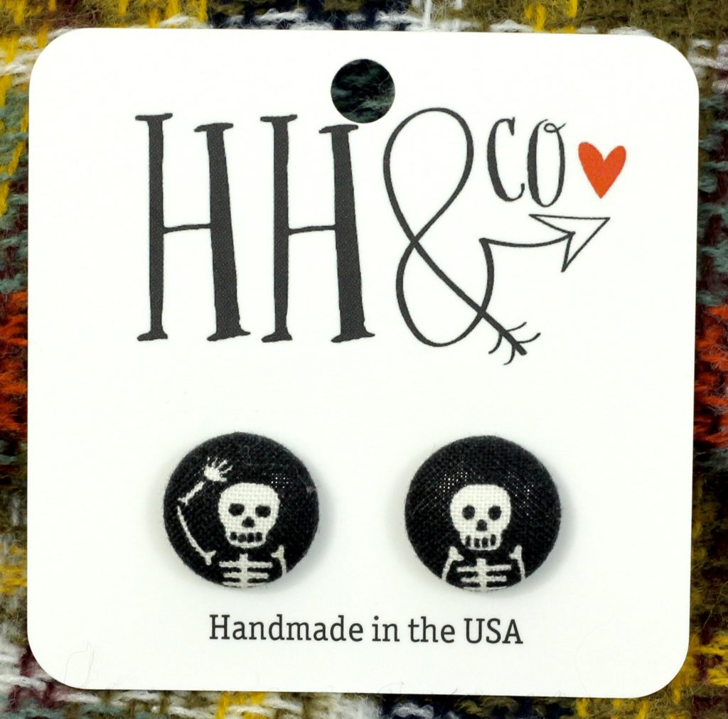 Revel Box - HH & Co. Bones Fabric Button Earrings