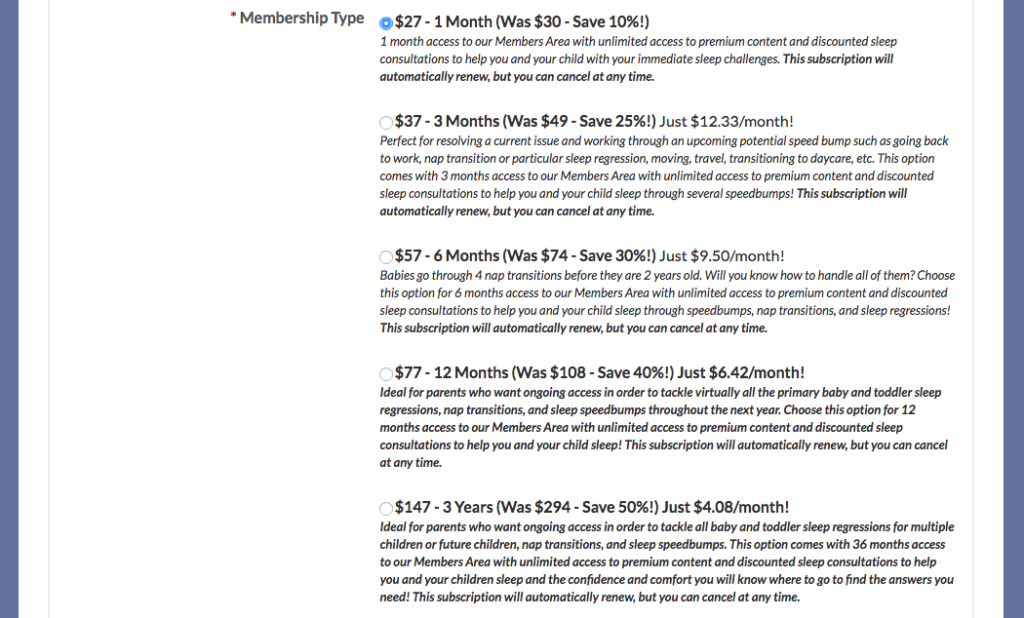 The Baby Sleep Site Members Area pricing