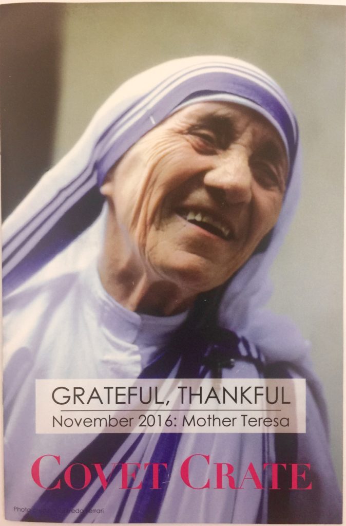 Covet Crate November 2016 booklet Mother Teresa