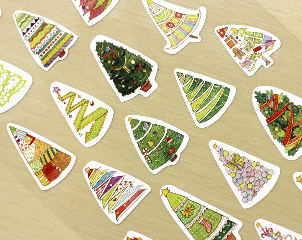 Stickii Club christmas tree stickers close-up