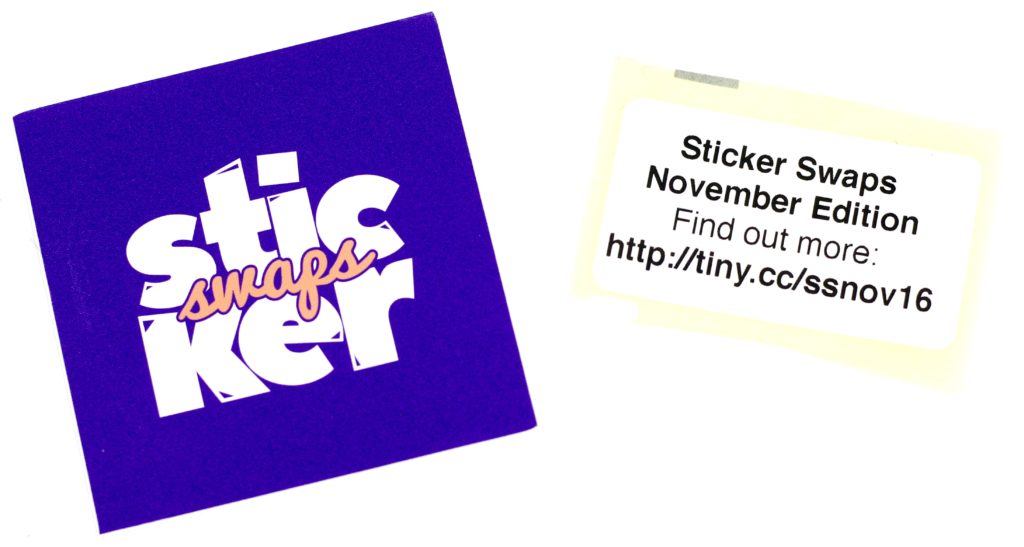 Sticker Swaps: November 2016 Edition sticker and web address