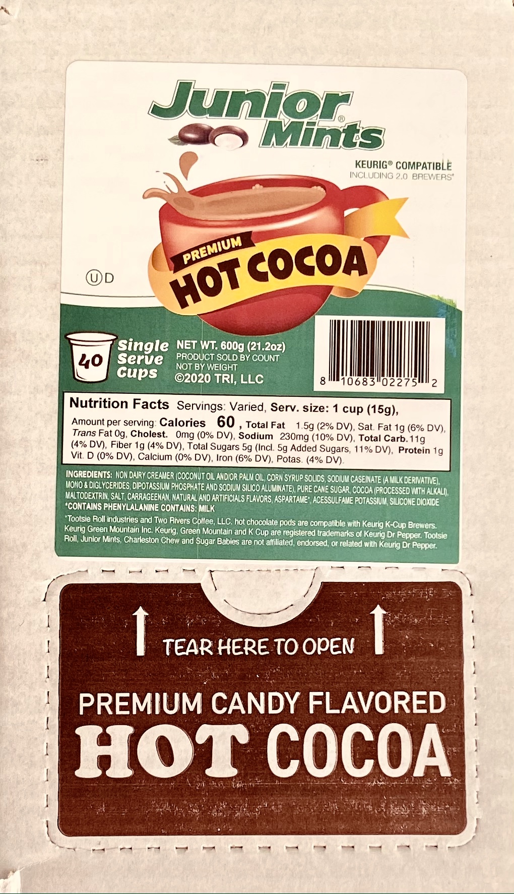 Tootsie Roll Junior Mints Hot Cocoa Pods, Compatible with Keurig K